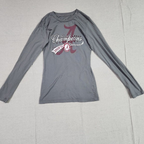Alabama Crimson Tide Shirt Womens Small Gray Long Sleeve Pullover Spell Out 2015 - Picture 1 of 14